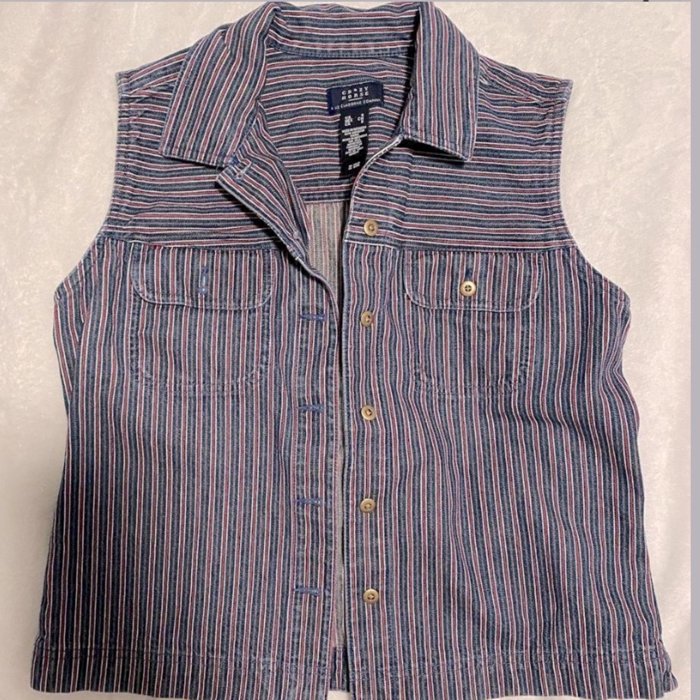 Western red white blue denim vest